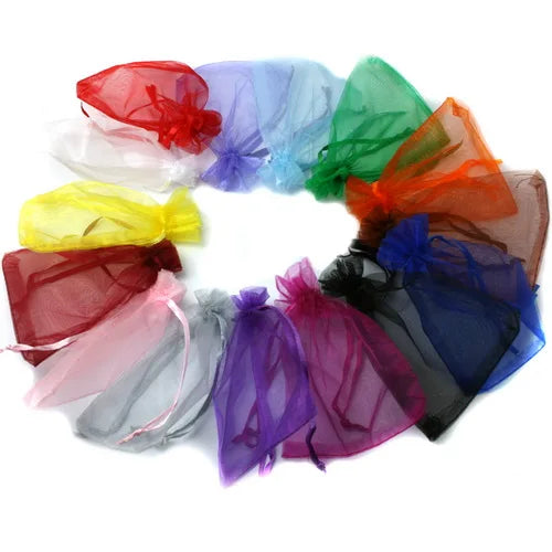 Top Sale 10pcs 7x9/9x12cm Drawstring Organza Jewelry Packaging Display