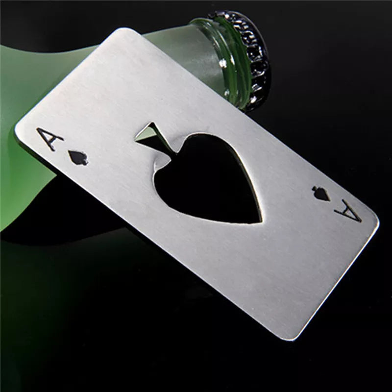 1Pcs Creative Poker Shaped Bottle Can Opener Stainless Steel Credit
