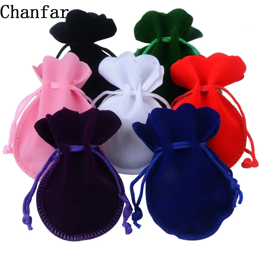 Chanfar 10pcs 7x9cm 9x12cm Velvet Bag White Red Black Pink Drawstring