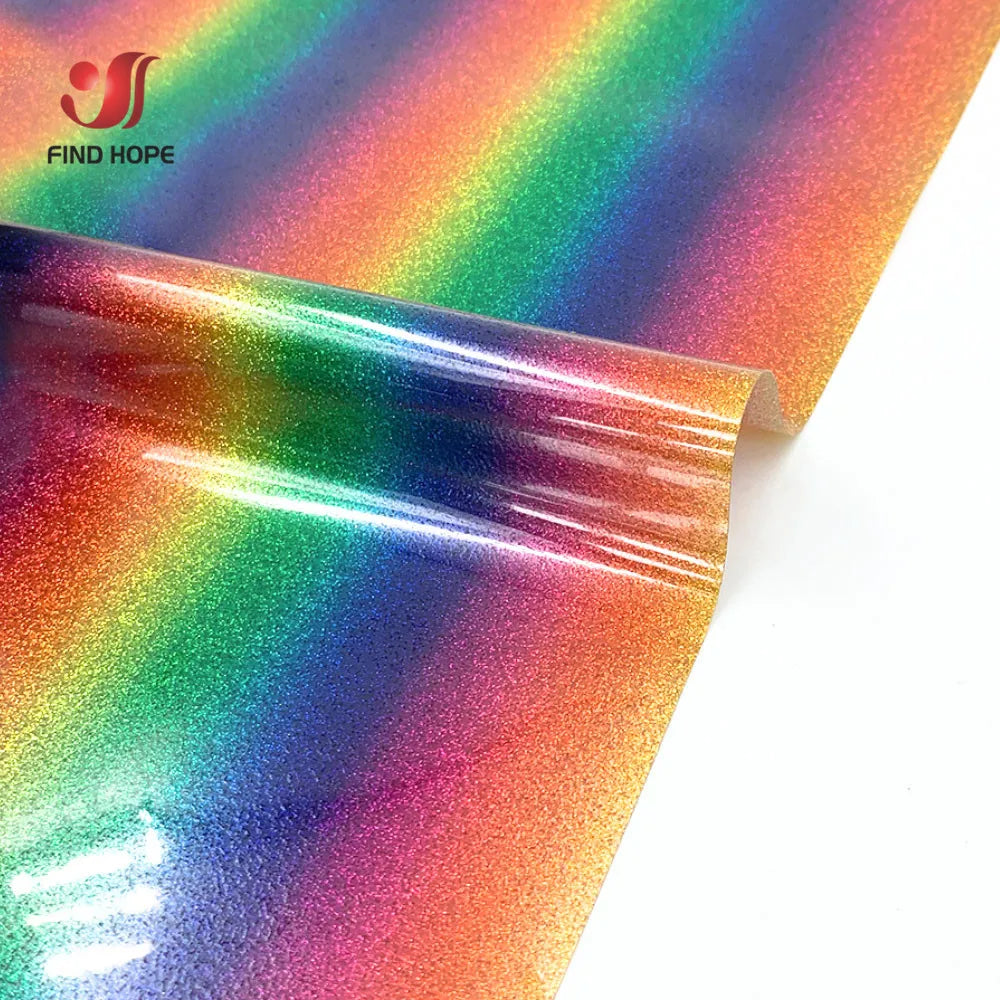 Heat Transfer Vinyl HTV Craft Rainbow Glitter Iron-on Transfer Garment