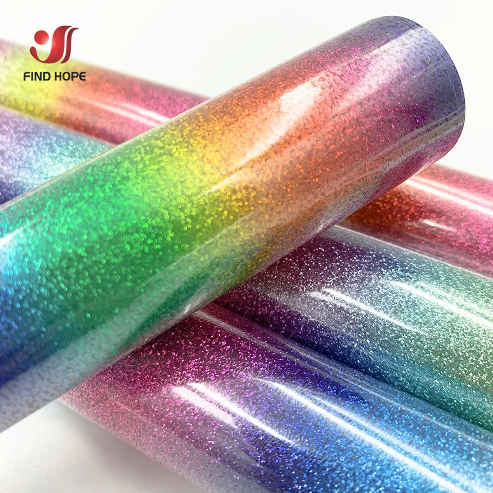 Heat Transfer Vinyl HTV Craft Rainbow Glitter Iron-on Transfer Garment