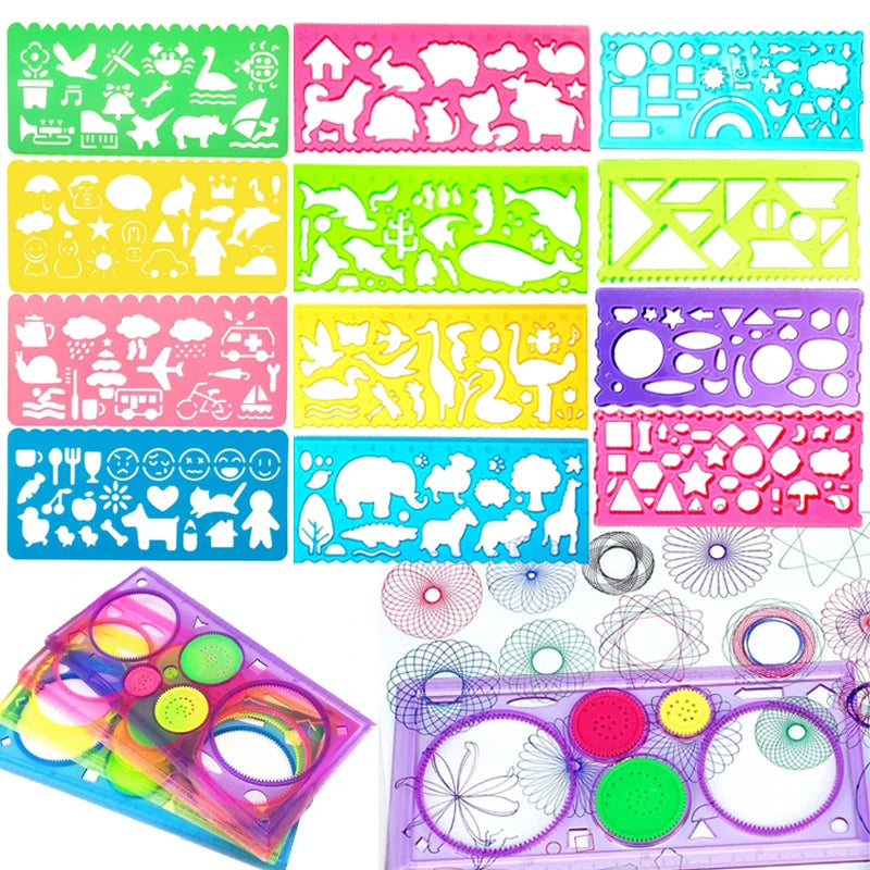 Geometry Spirograph Drawing Stencil Set Painting Template Ruler Art