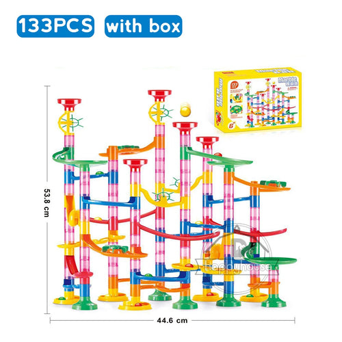 Marble Run Race Track Building Blocks Kids 3D Maze Ball Roll Toy DIY