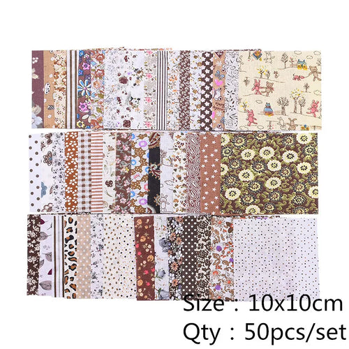 50PCS/lot 10X10cm Cotton Fabric Different Flowers Patterned Handmade