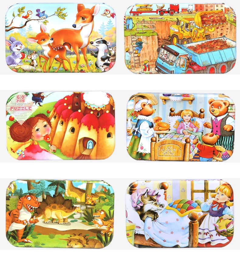 Hot New 60 Pieces Wooden Puzzle Toys for Children Cartoon Vehicle