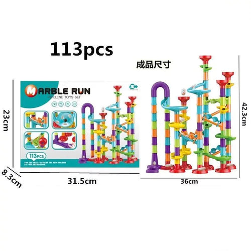 Marble Run Race Track Building Blocks Kids 3D Maze Ball Roll Toy DIY