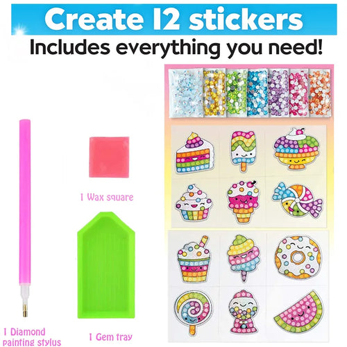 12 Create Big Gem Diamond Painting Sticker Kit Art Craft Girls Boys