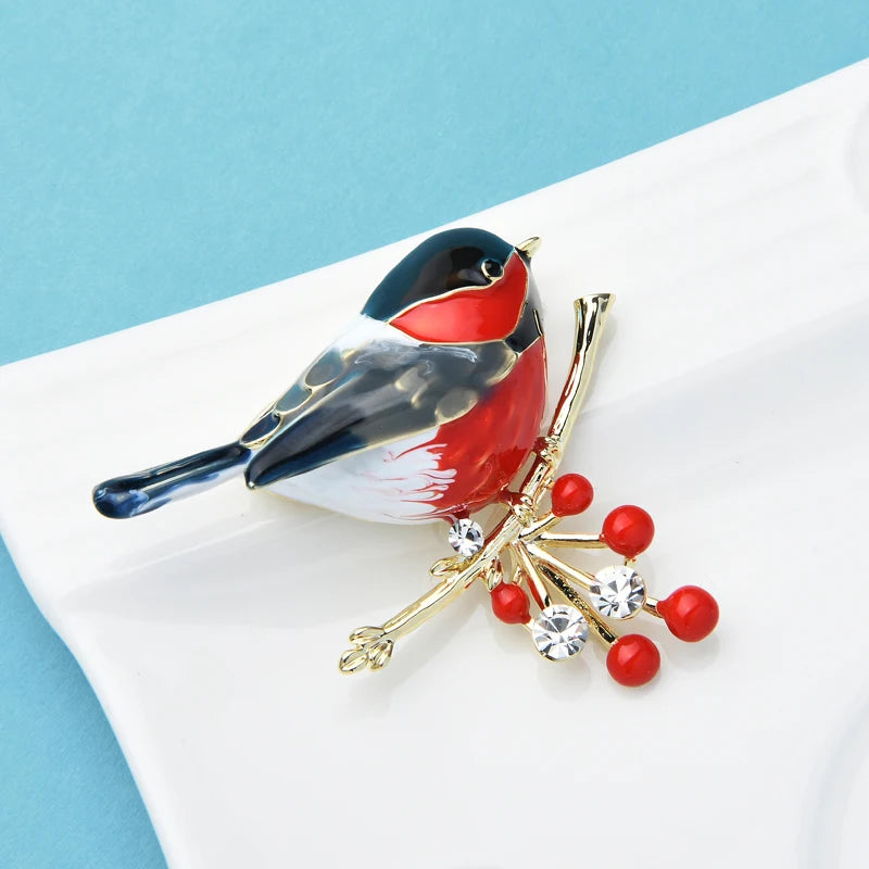 Wuli&baby 2021 Multicolor Bird Brooch Pins Quality Enamel Ainmal