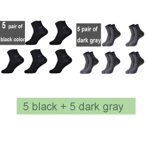 10Pairs/Lot Men Bamboo Socks Brand Comfortable Breathable Casual