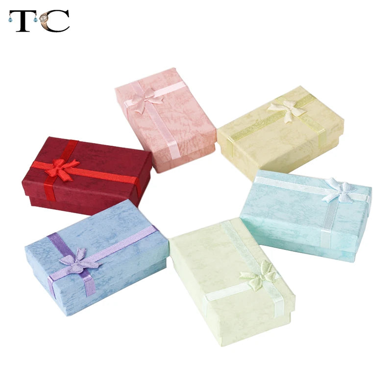 12pcs/lot Assorted Colors Ring Necklace Set Box Trinket Box Necklace