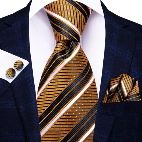 Black Red Striped Silk Wedding Tie For Men Handky Cufflink Gift Men