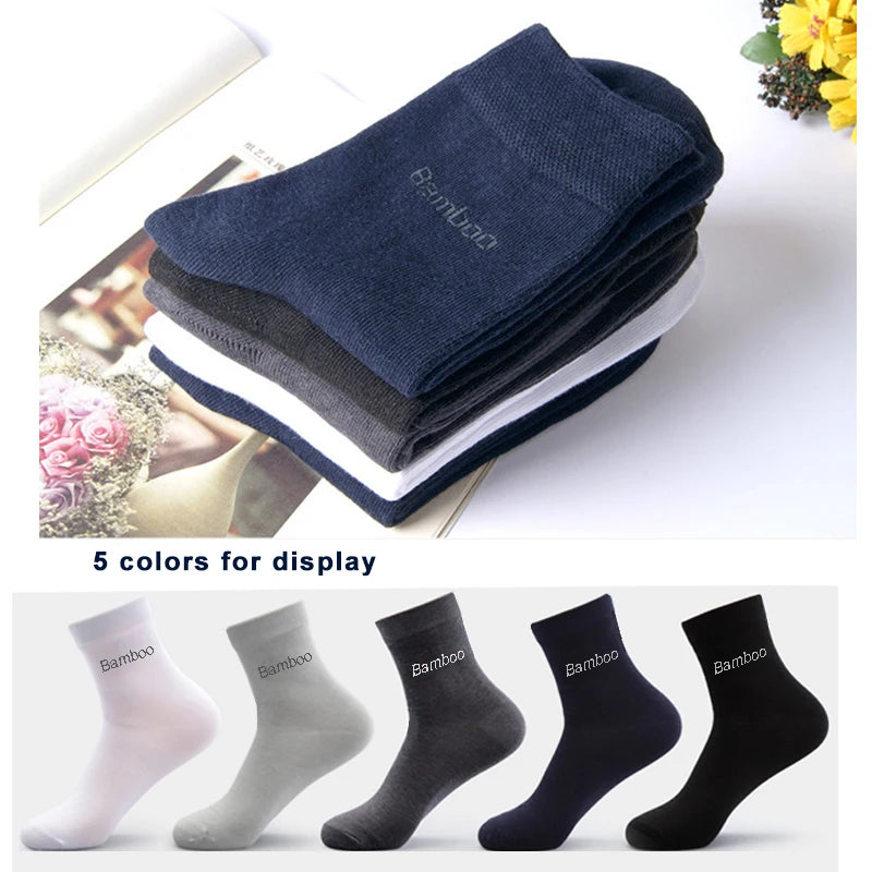 10Pairs/Lot Men Bamboo Socks Brand Comfortable Breathable Casual