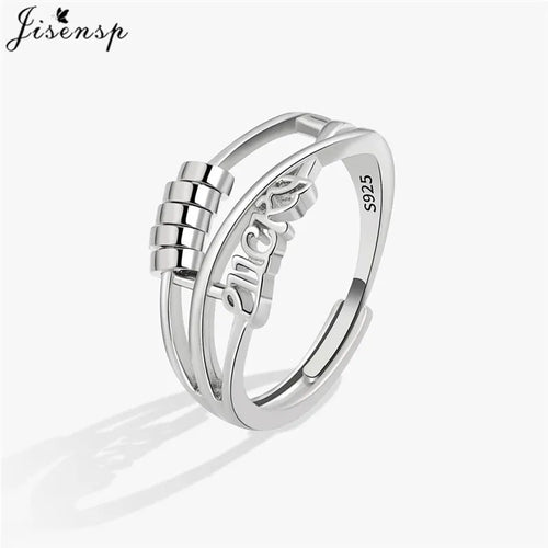 Simple Metal Beads Fidget Rotating Rings for Women Men Rotate Freely
