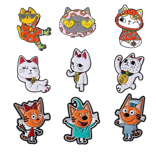 1-9 Pcs/Set Anime Turbo Granny Luck Cat Brooch Enamel Pins Cartoon