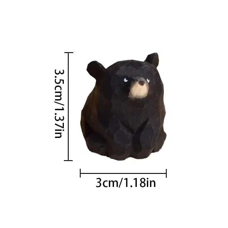 Wooden Bear Miniature Polar Bear Crafts Ornaments Cute Mini Solid Wood