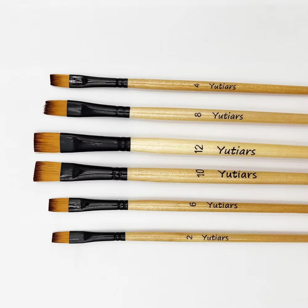 Yutiars Professional Artist Paint Brush Set - 6 PCS, Nylon Bristles