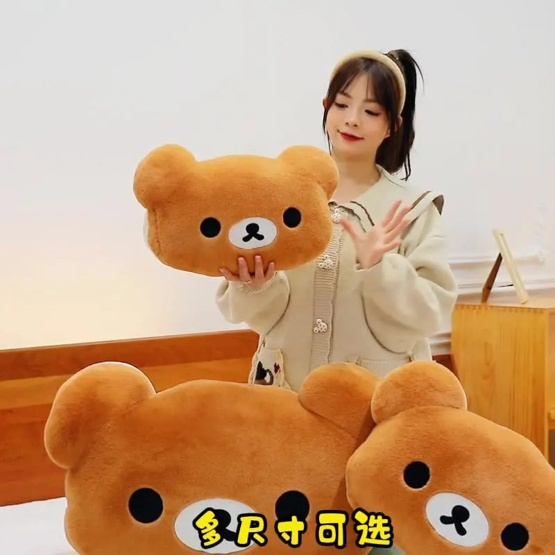 Rilakkuma Big Head Plush Pillow Large Size Cute Soft Stuffed Toy