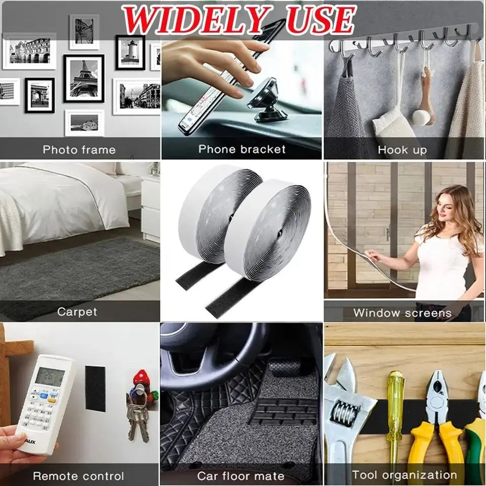 1M/5M Strong Self Adhesive Hook & Loop Tape Double Sided Heavy Duty