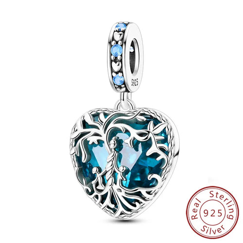 Original 925 Sterling Silver Heart Love Charms Beads Pendant Fit
