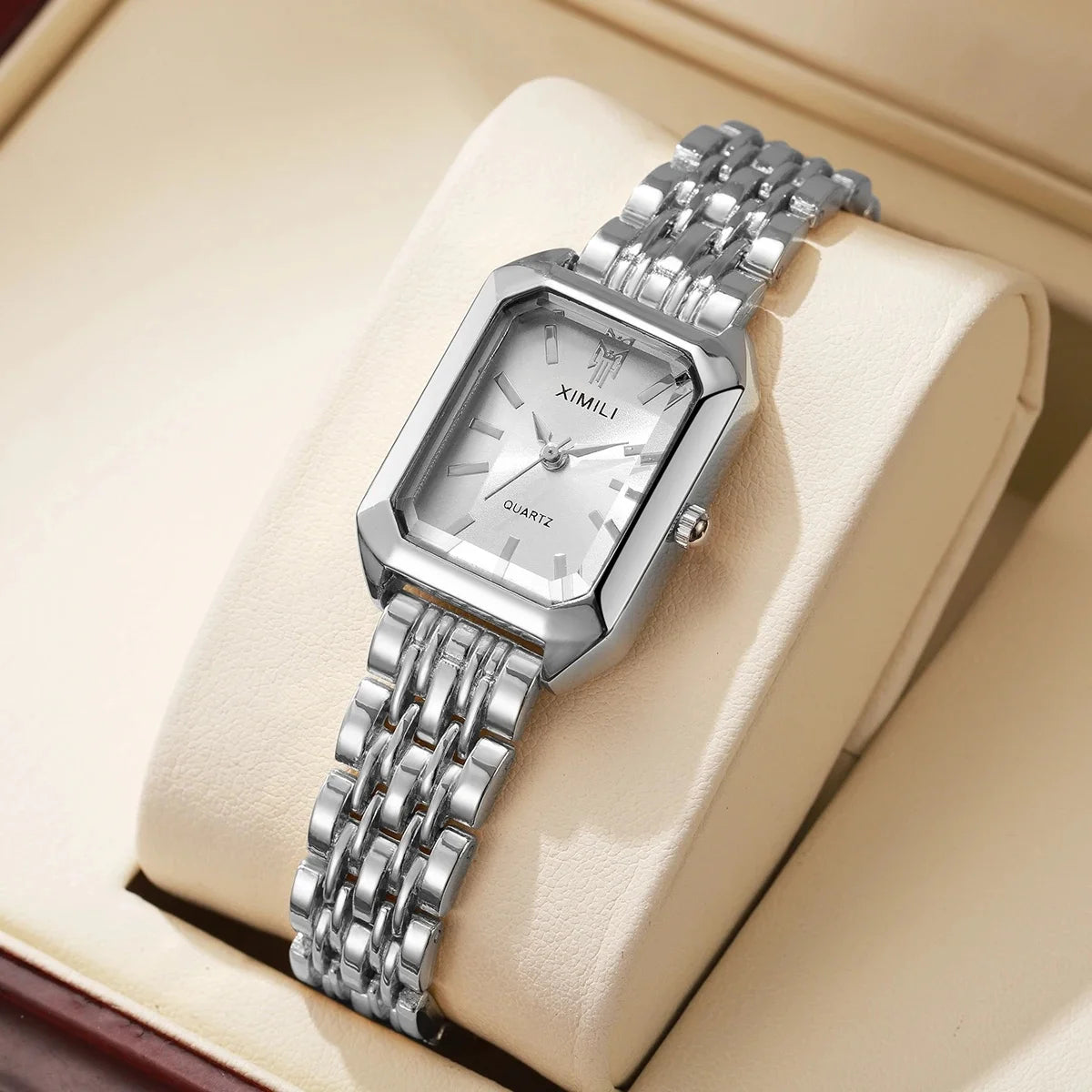 Fashion Rectangle Women Watches Ladies Stainless Steel Strap Quartz