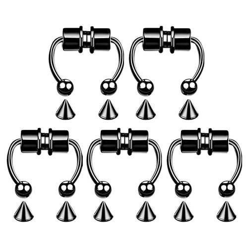 5pcs Stainless Steel Magnet Fake Nose Ring Hoop Fake Piercing Hoop