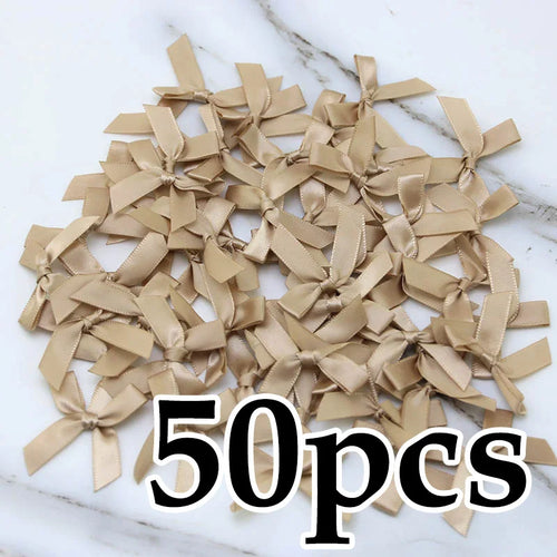 (50 Pcs) 4*4cm Colourful Ribbon Bows Small Size Polyester Satin Ribbon