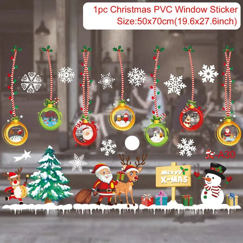 Christmas Window Sticker Merry Christmas Decorations For Home 2023