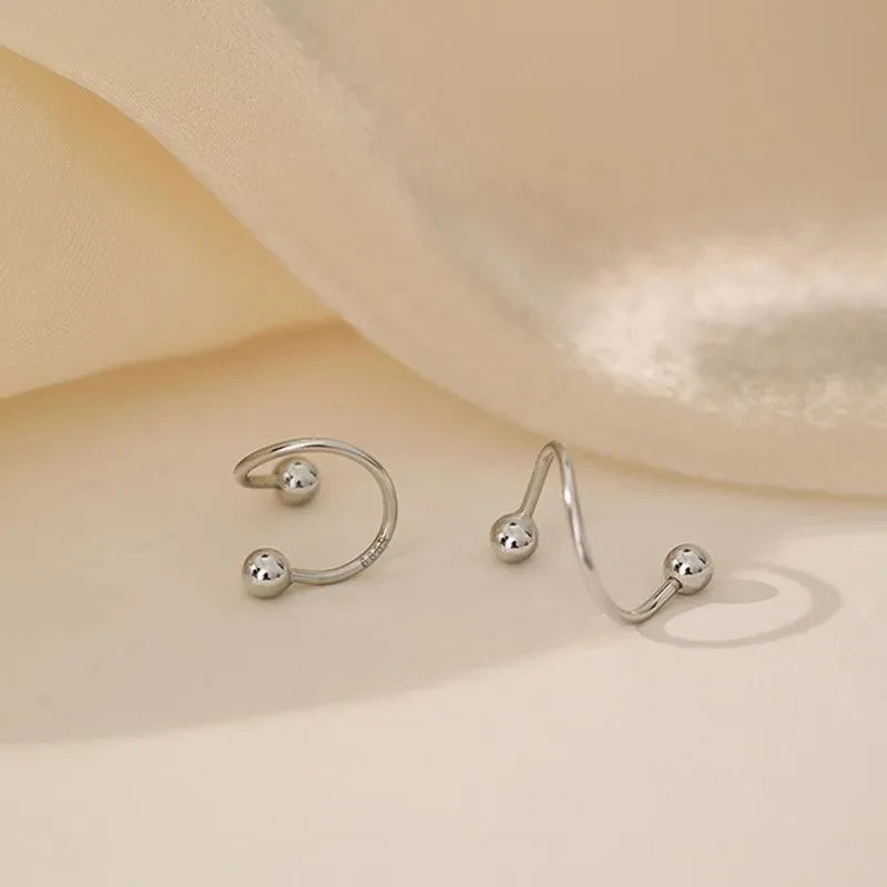2pcs Stainless Steel Spiral Twisted Stud Earrings, Lip Piercing Heart