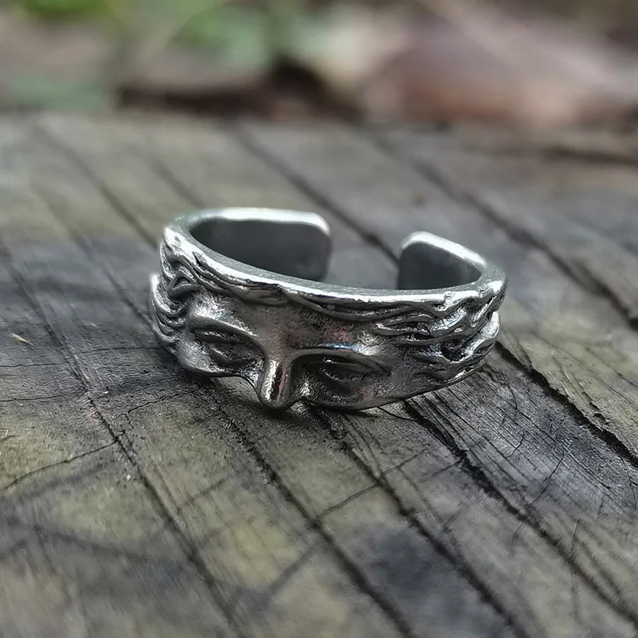 Creative Venus Half Mask Ring For Men Vintage Carving Opening