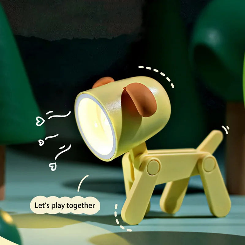 LED Night Light Mini Folding Desk Lamp Cute Pet Lights Dog Deer