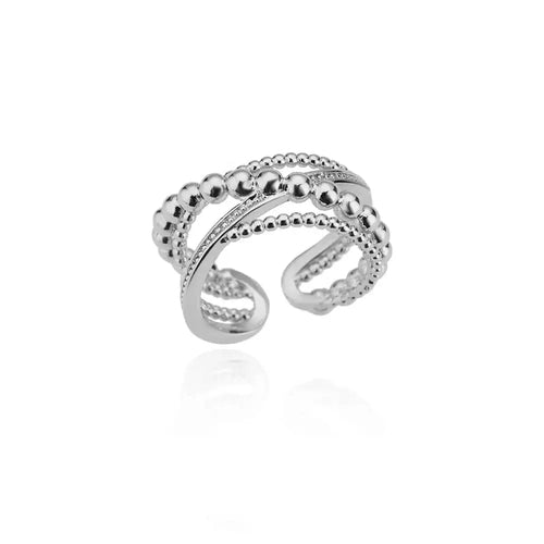 Zircon Geometric Rings For Women Gold Color Stainless Steel Opening
