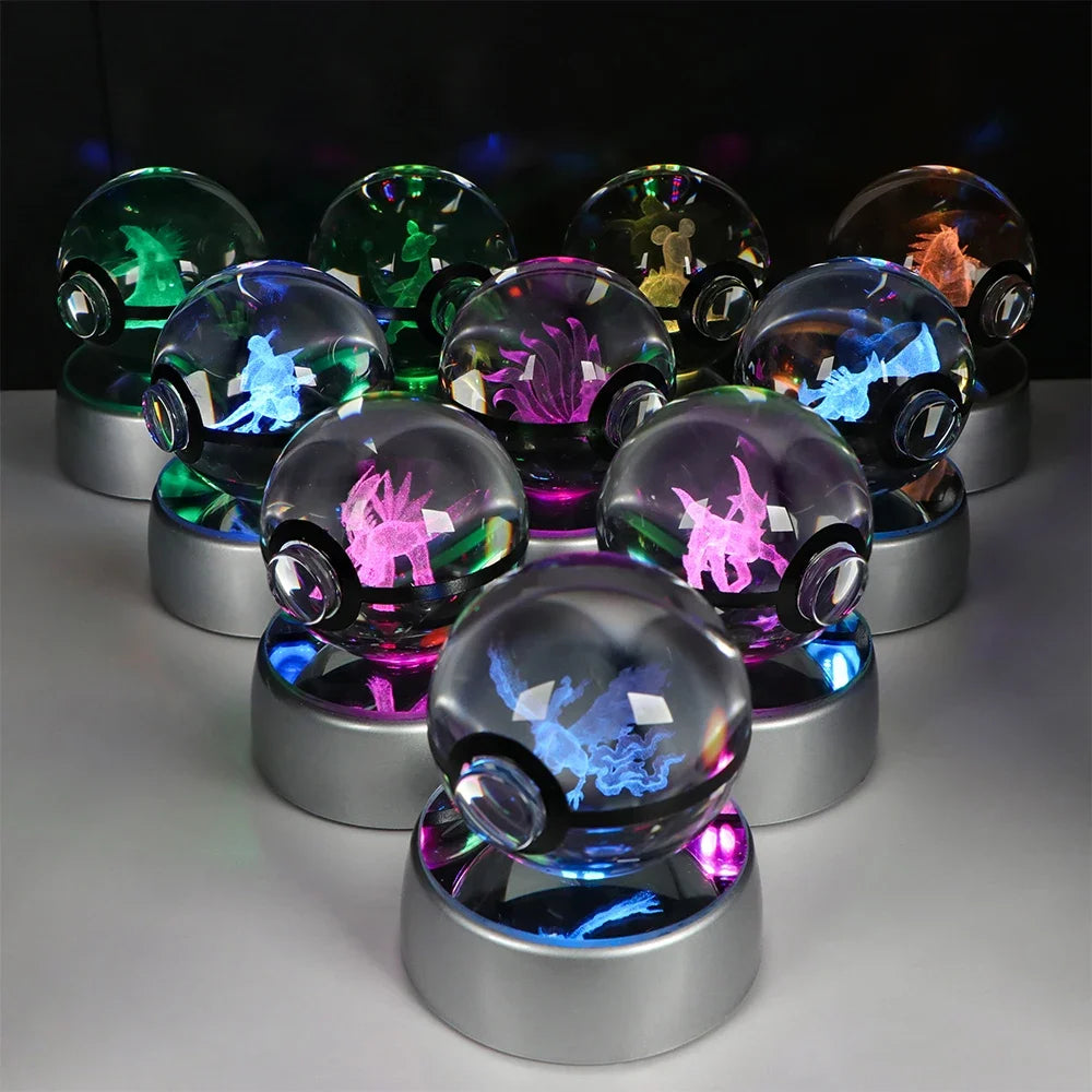 Pokemon Crystal Ball Pikachu Gengar Eevee Mewtwo Lacario Anime Game