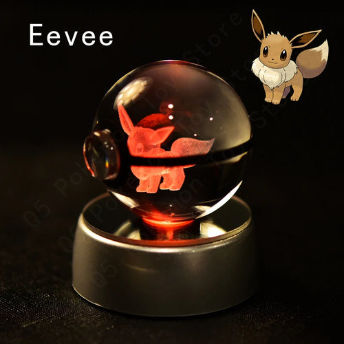 Pokemon Crystal Ball 3D Pikachu Mewtwo Mew Gengar Night Light Lamp