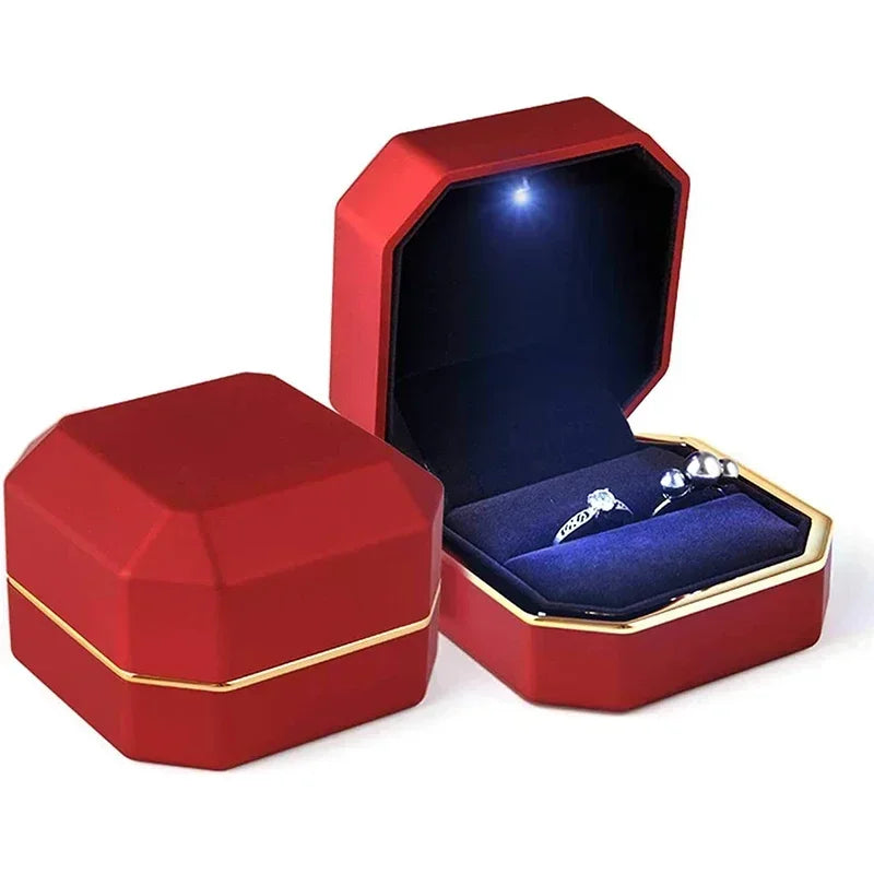 New 1PCS Luxury Ring Box Square Velvet Wedding Ring Case Jewelry Gift