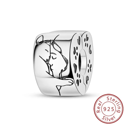 Fit Original Charms Beads 925 Sterling Silver Clip Charms Zircon