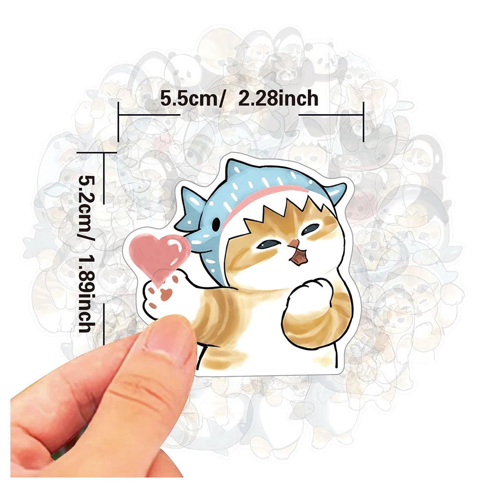10/30/50pcs Funny Kawaii Cat Aesthetic Stickers Cute Cartoon Decal