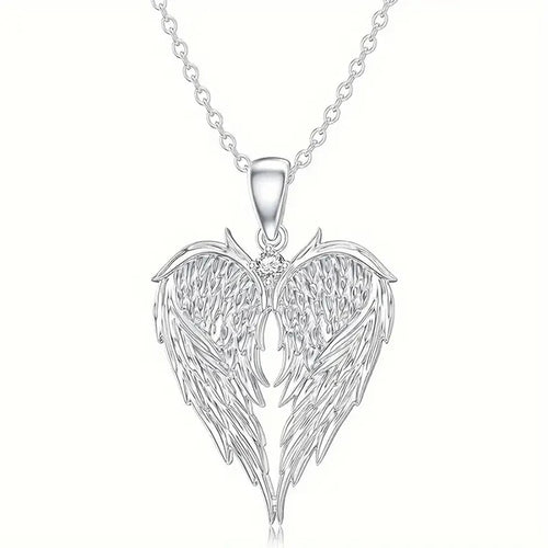 Crystal Angel Wings Heart Pendant Necklaces For Women Jewelry