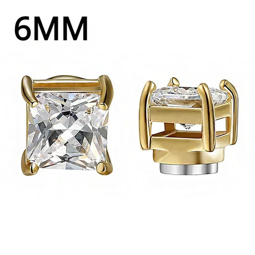 1Pairs Punk Round Zircon Magnetic Ear Stud Clip Earrings Non Piercing