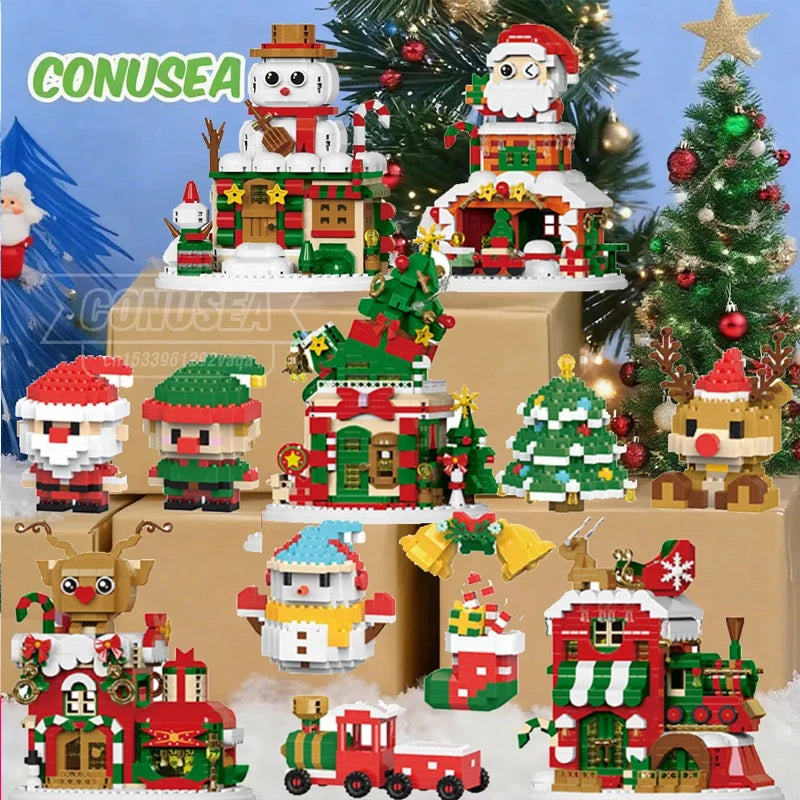 Christmas Gifts Micro Building Block Series Santa Claus Reindeer