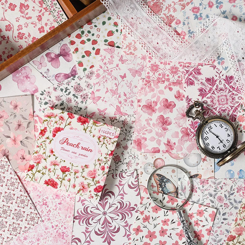 100pcs Vintage Paper Multi Style Deco Retro Stationery Supplies