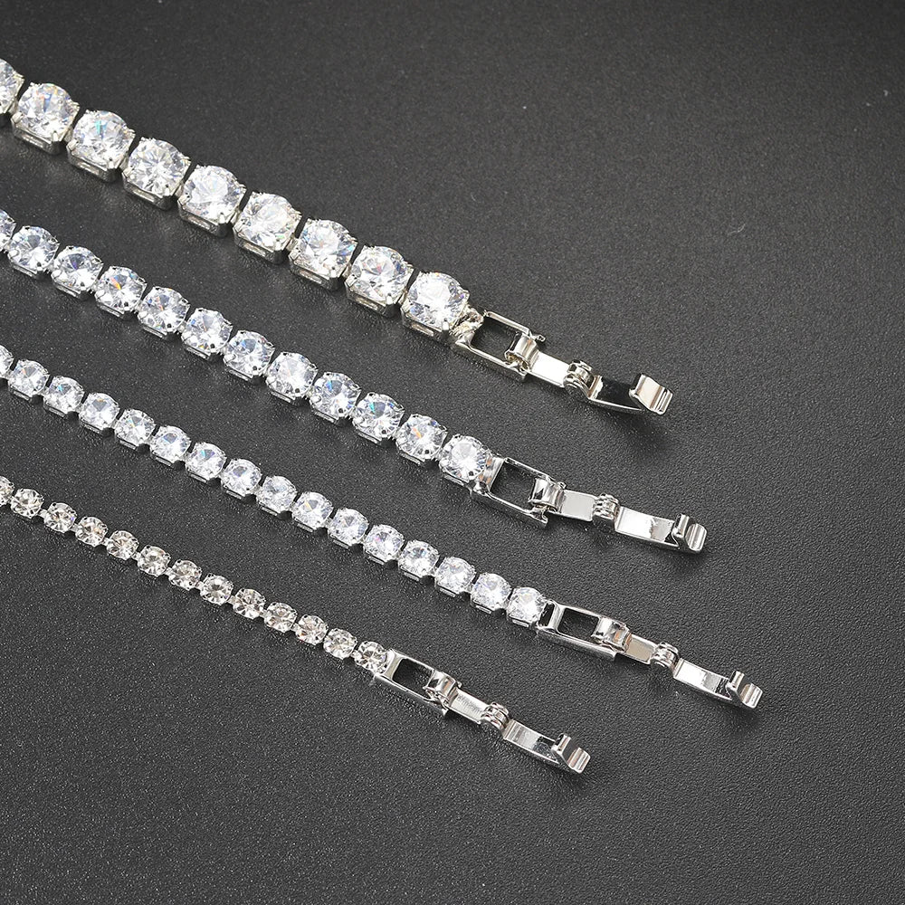 Silver Color 2.5/3/4/5mm Zircon Tennis Bracelet For Women Men Dazzling