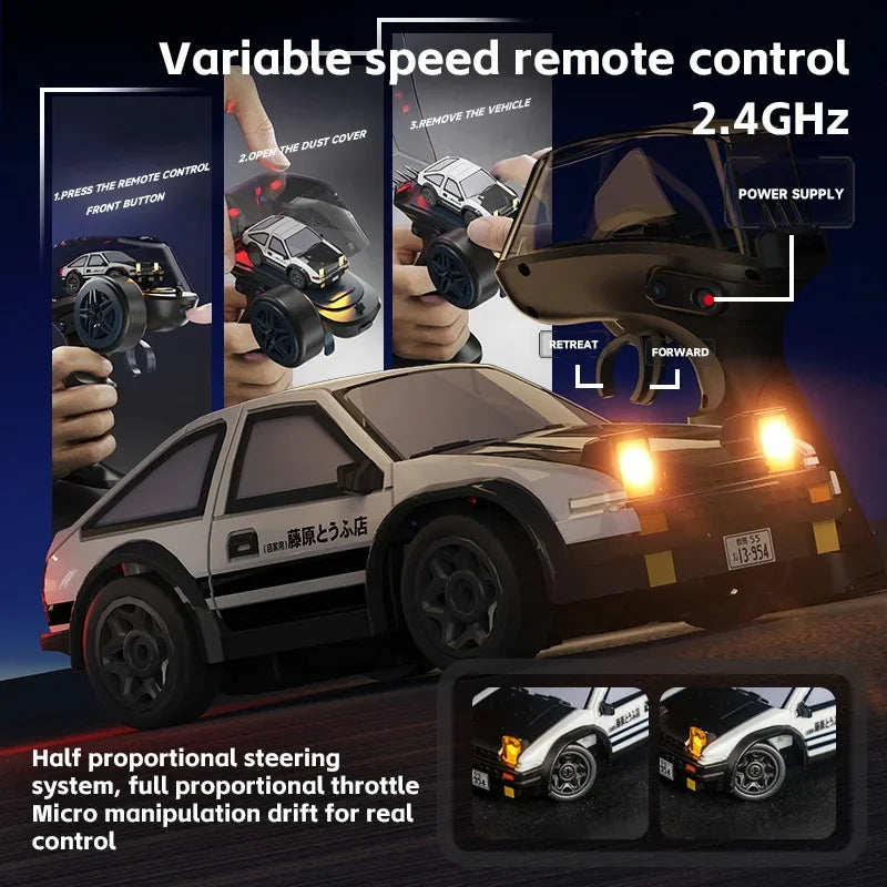 1:64 Desktop RC Drift Car 2.4G High-Speed Racing Car Four-Wheel Mini