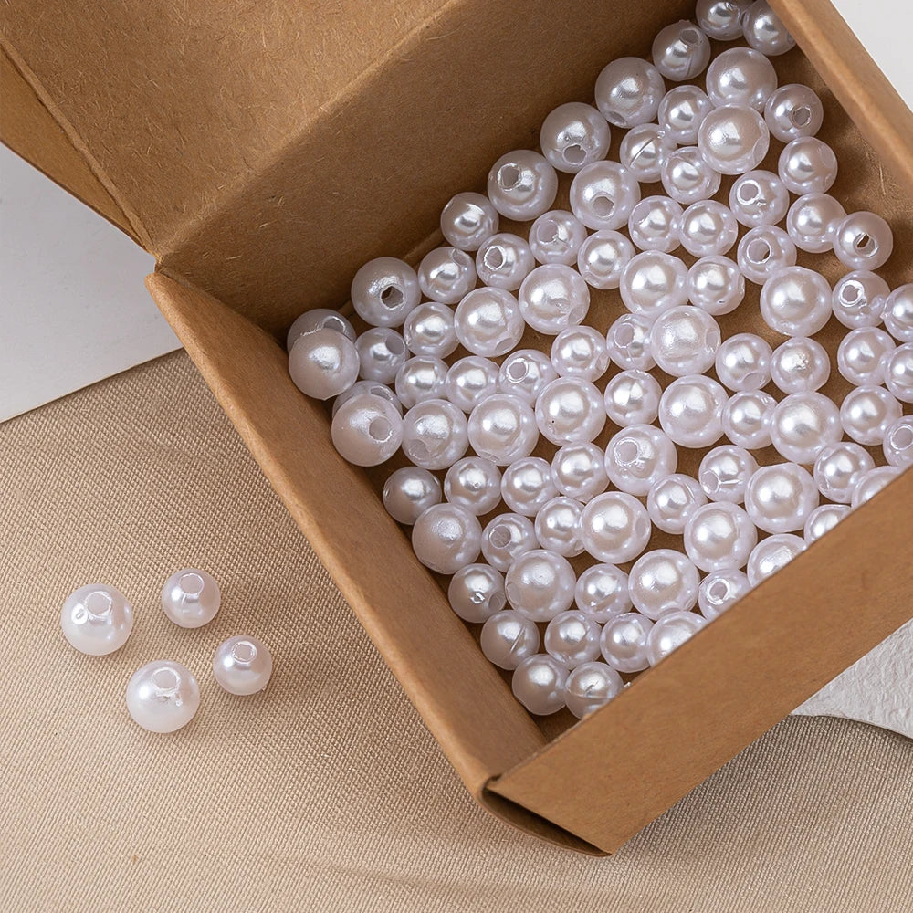 200pcs perforated ABS imitation pearl beads 4/5/6/8/10mm Round Spacer