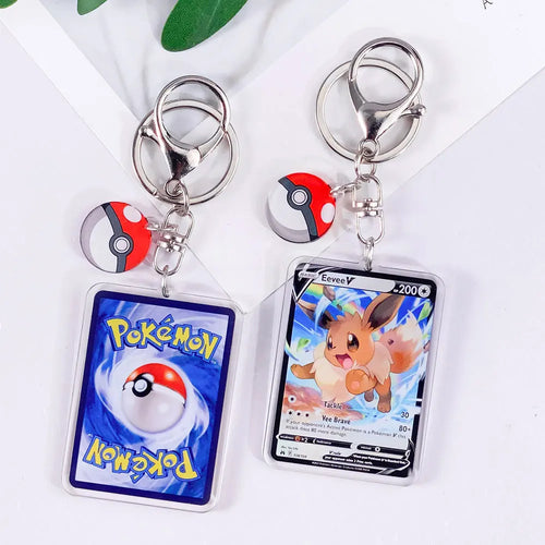 Pokémon Card Cute Acrylic Car Keychain Accessories Pikachu Charizard