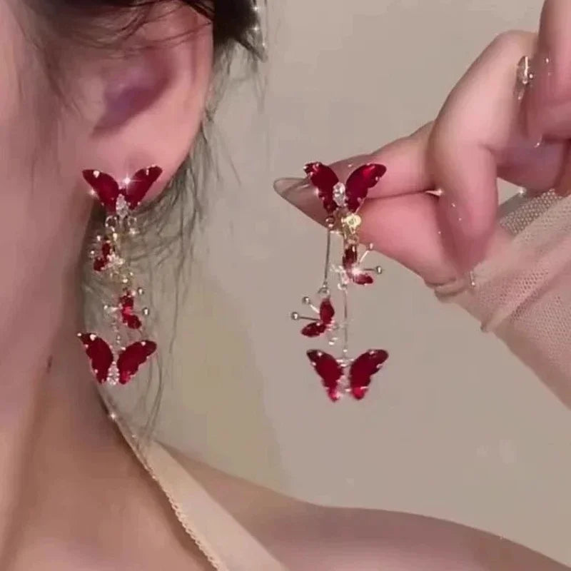 Delicate and Elegant Temperament Butterfly Tassel Earrings Women's