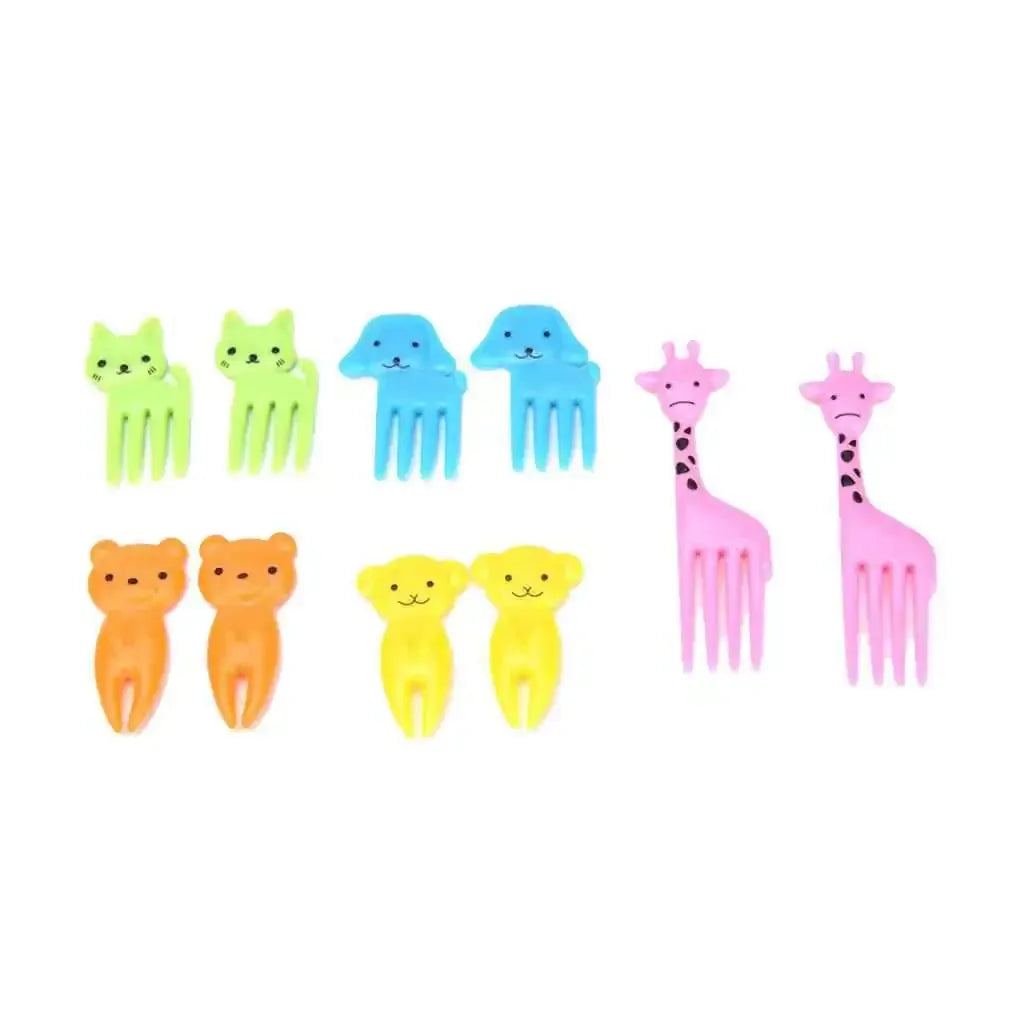 10pcs Animal Farm Fruit Fork Mini Cartoon Children Snack Cake Dessert