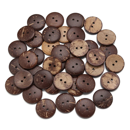 10-100Pcs Natural Coconut Shell Button Round 2-Holes Buttons for