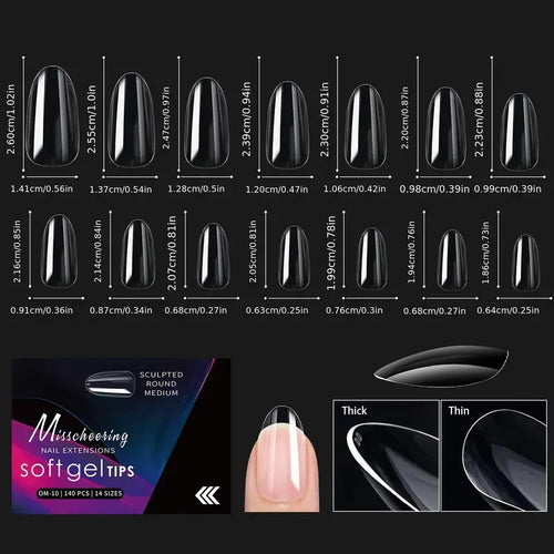 120/140pcs Exquisite box set Almond False Nail Tips Clear Matt Soft