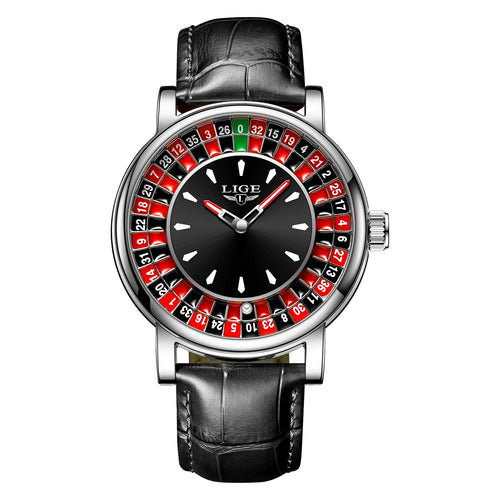 LIGE Quartz Man Watch Fashion Luxury Creative Roulette Game Dial