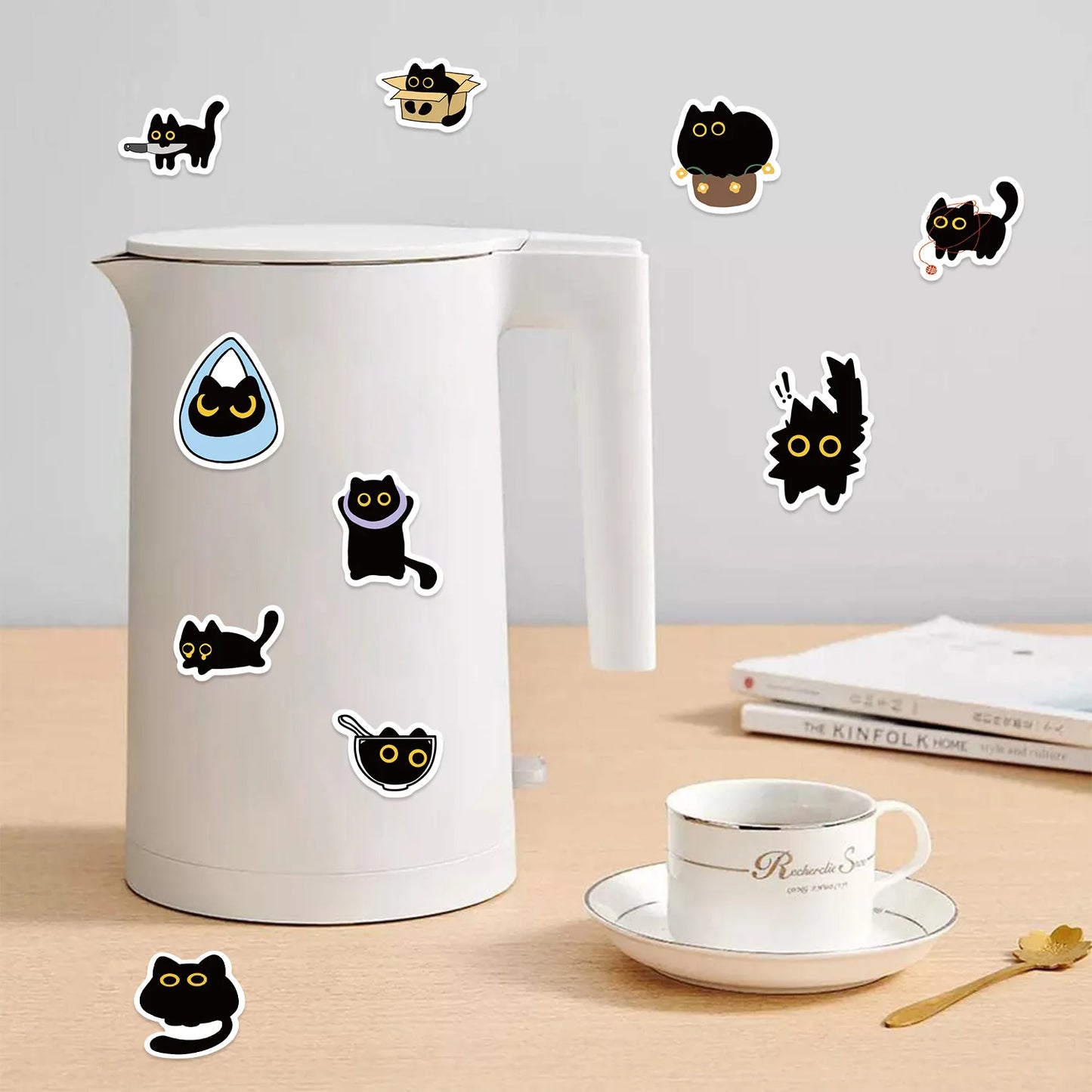 500PCS Ten Different Patterns Black Cat Roll Stickers Small Pattern